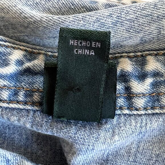 Wild Fable Acid Wash Denim Long Sleeve Pearl Snap Shirt Womens Sz. Large 80's - Picture 10 of 11